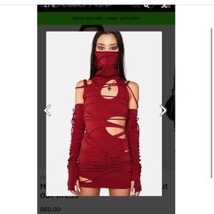Darkerwavs modulation oxblood strapped cutout mini dress